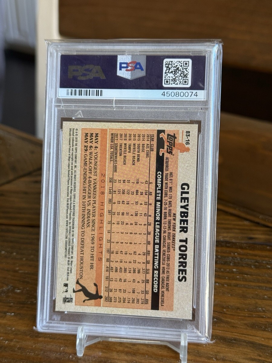 1983 Gleyber Torres Variation RC PSA 10 Yankees Rookie World 