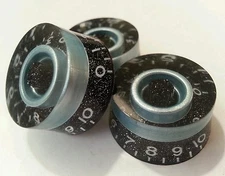 4 CTS Guitar speed volume / tone knobs.Black Flake/Blue Met. JAT