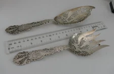 Superb Sterling Huge Pierced Fish Set Aesthetic by Dominick & Haff   !!RARE!!