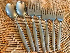 Wallace Stainless WAS20 Vintage Single Rose Forks Spoons 7 Pieces