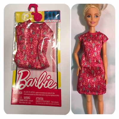 Barbie Fashions Retro Tee Dress Red Pink Pattern DWG12 Fashion Pack Curvy Cloth