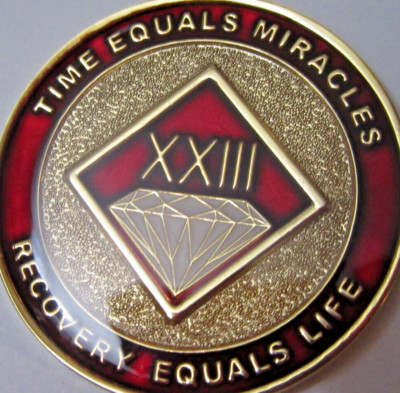 Narcotics Anonymous Burgundy Red 23 Year NA Medallion Clean Token Chip Coin