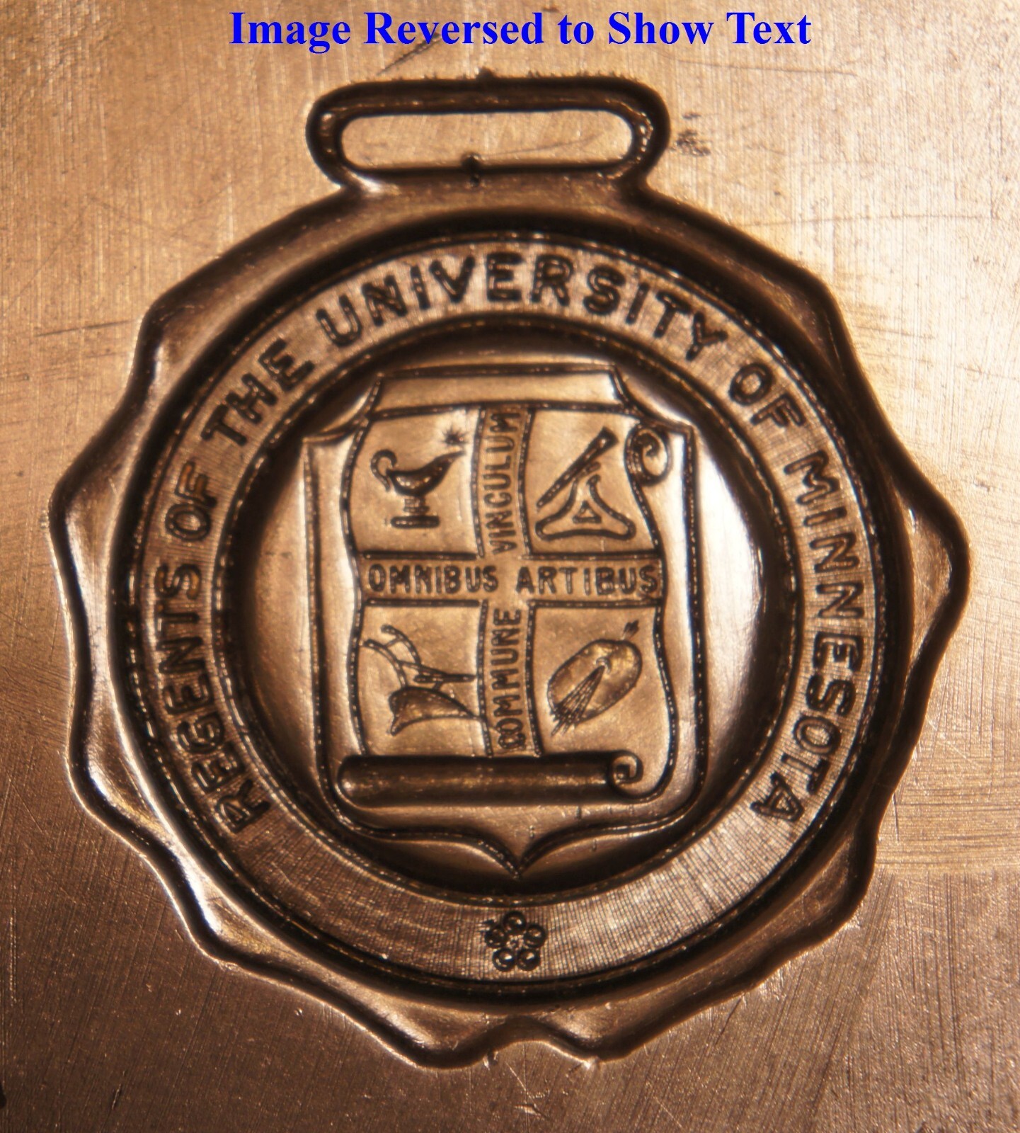 1910 UNIVERSITY OF MINNESOTA Watch Fob STEEL STAMPING DIE Robbins RB122