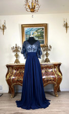 Women's Formal Embroidery bodice Mother of bride beaded Long Evening dress