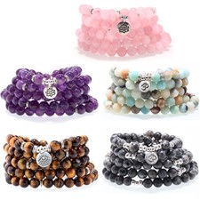 2Pcs Natural Stone Buddha Bead Bracelet Gem Jewelry Pray for Blessings