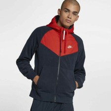 Nike NSW Polar Fleece Wind-runner 929114 451 Azul Marino/Blanco-Rojo Nuevo Para Hombre Talla S