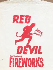 VINTAGE 12" X 6" PAPERBAG - SPECTACULAR RED DEVIL SAFE & SANE FIREWORKS ca. 70s