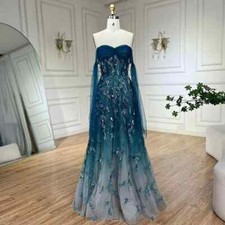 Elegant Glitter Applique A-Line Strapless Beaded Long Evening Dresses