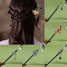 Womens Flower Wooden Chopsticks Hair Hairpin Hair Stick Chinese Style Retro