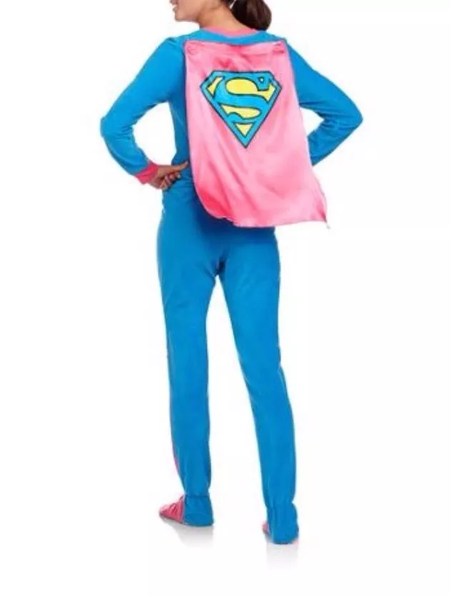 DC Comics Supergirl Footed Pajamas w Cape Costume Superman Footie NWT XL LASTONE