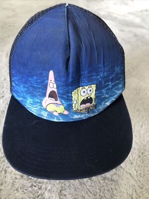 Sponge Bob Square Pants￼ Trucker Hat Snapback Cap Black Nickelodeon Patrick
