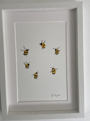 Kreis der Bienen Original Aquarell Gemälde, signierte Kunst kein Druck, Geschenk