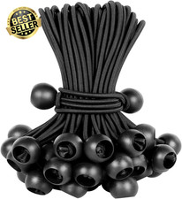 Ball Bungee Cords 6" w/ Balls,50 PCS,Heavy Duty,UV Resistant,Tarp,Camping,Shelte