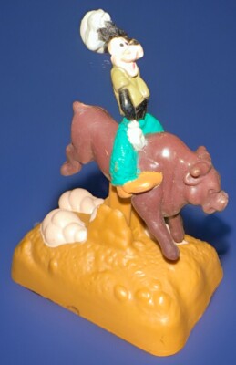 Vintage Disney Burger King Kids Club Goofy Bull Riding Wind Up Parade Float Toy