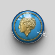 Vw Beetle Volkswagen Banjo Steering Wheel Horn Button Gold Lady Blue