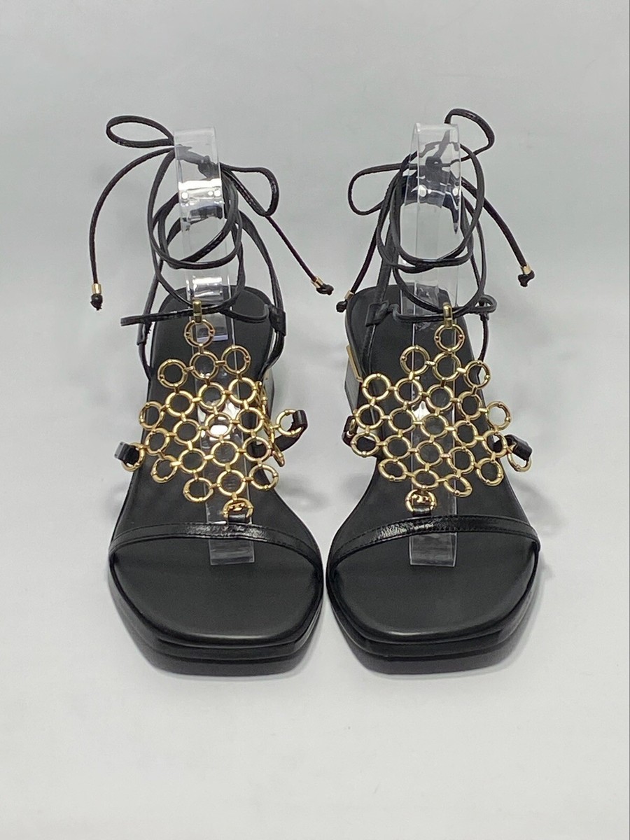 トリーバーチ　サイズ9 Tory Burch Multi-Logo Leather Lace-Up Sandals size 9 | eBay
