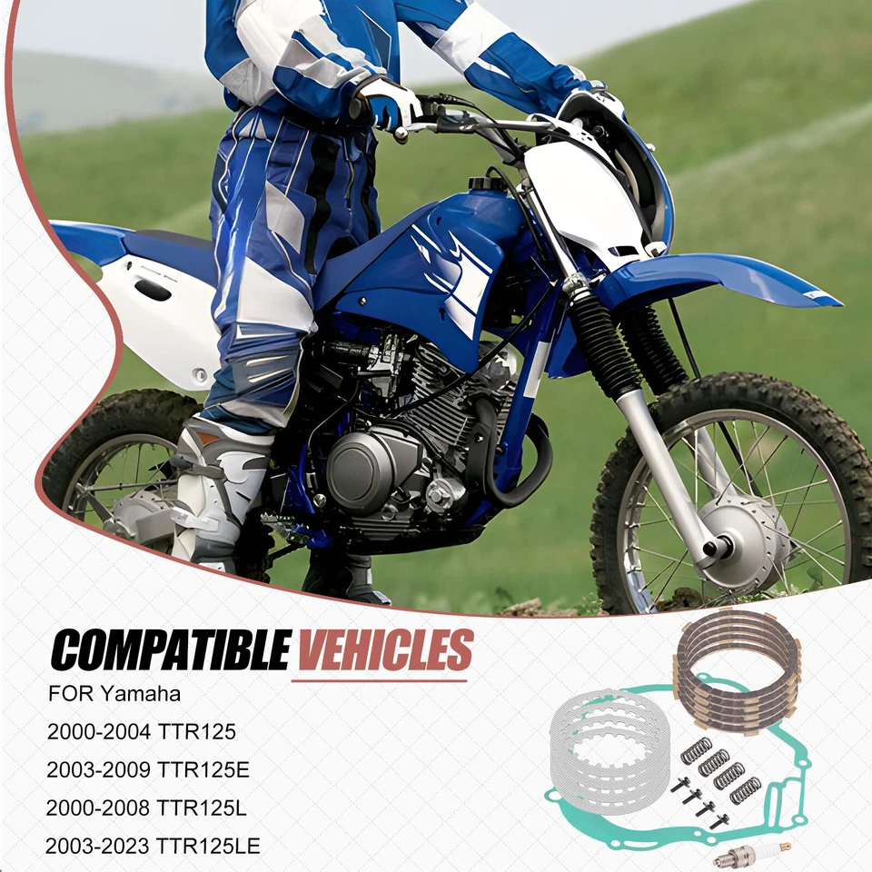 Heavy Duty Clutch Kit w/Gasket Spring for Yamaha TTR125 TTR125E TTR125L TTR125LE - Image 3 of 4