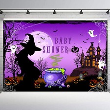 7x5ft Pumpkin Witch Castle Halloween Baby Shower Vinyl Backdrop Photo Background