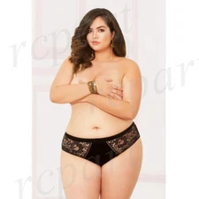 New women's lace panty sexy lingerie intimates gift 1X/2X 3X/4X Black 10911X