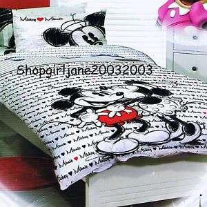 Mickey Loves Minnie Mouse Disney Double Full Bed Quilt Doona