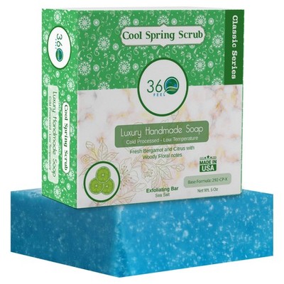 360Feel Cool Spring Scrub Soap - Made in The USA - Castile Handmade, All-Natu...