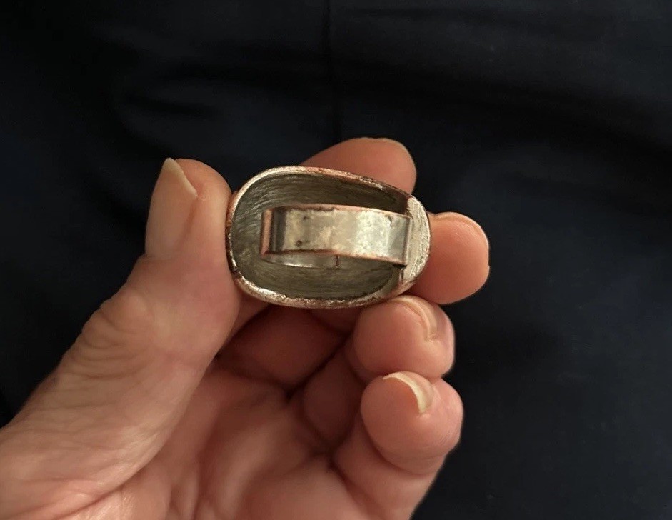 VERY LARGE SILVER DOME RING ADJUSTABLE - image 3