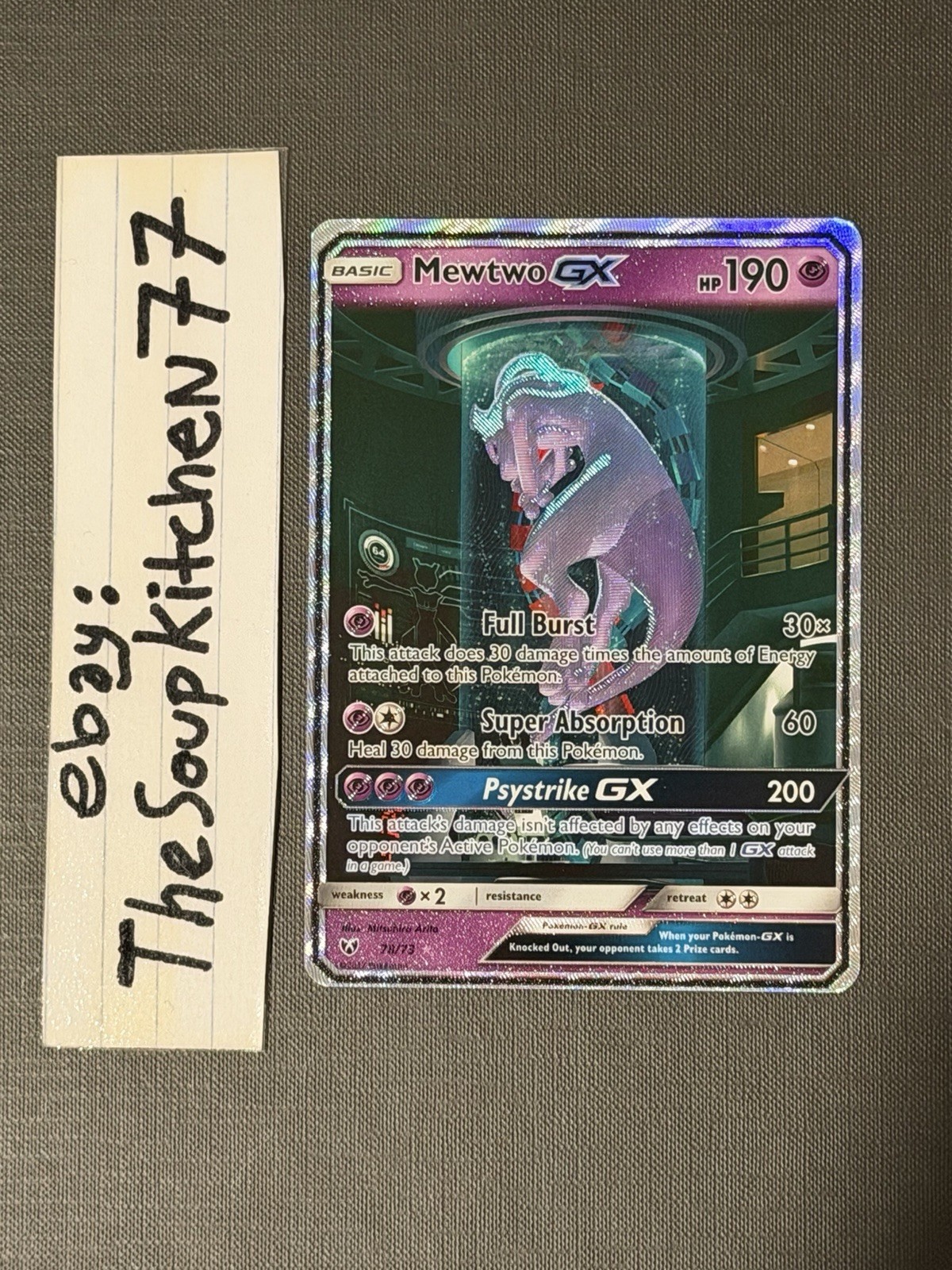 Mewtwo GX Full Art Secret rare 78 73 Shining Legends TCG NM pokemon card M