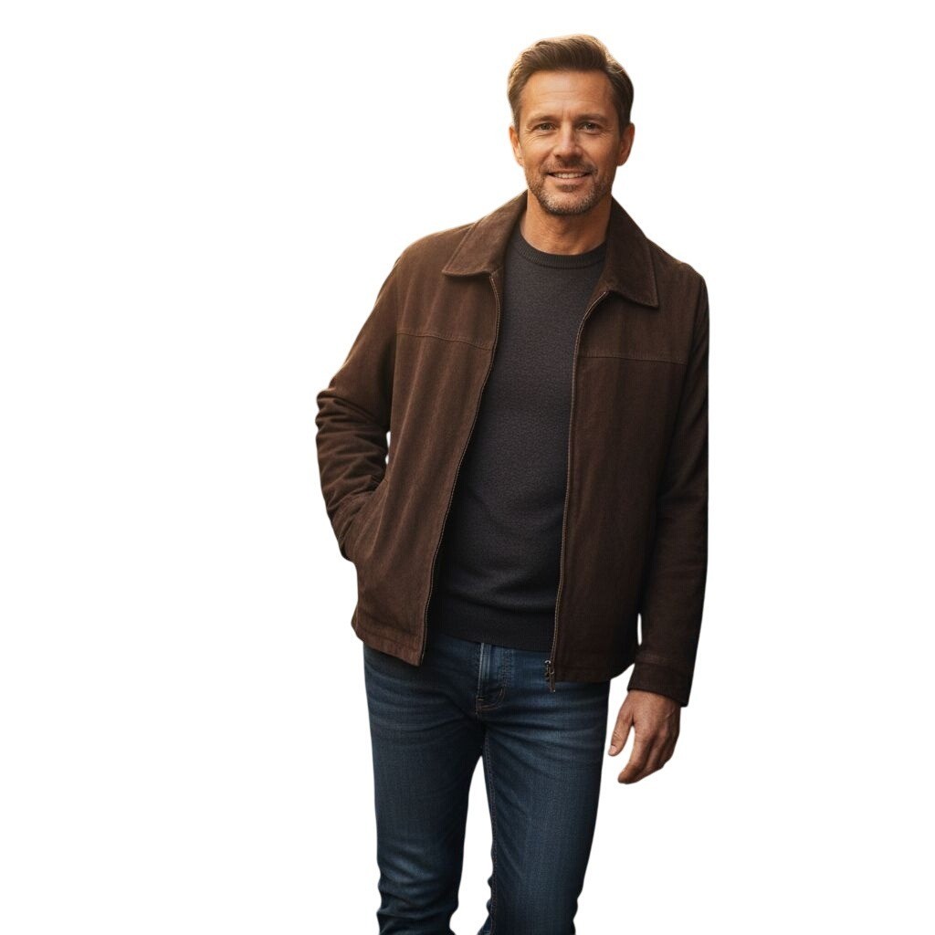 Phase Two Brown Suede Full Zip Collared Pocket Ja… - image 1