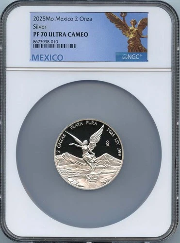 2025 Mo Mexico 2 Onza Libertad Silver NGC PF70UC Low Mintage 300