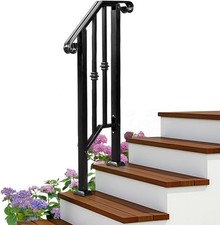 Universal Galvanized Iron Handrail with Pagoda Pattern Fits 1-2 Steps Stair Rail