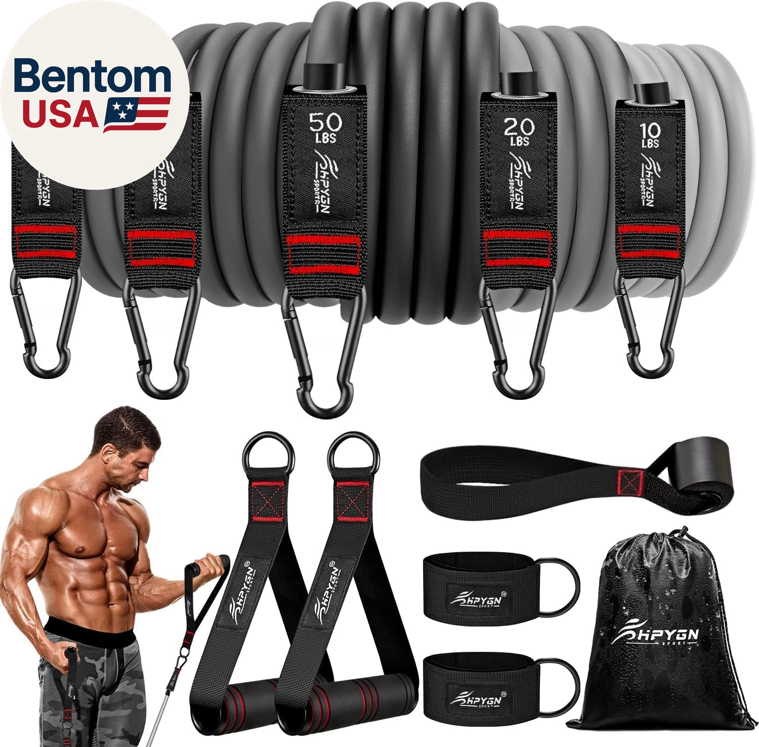Resistance Bands, Exercise Bands with Handles, Fitness Bands, Workout Bands with