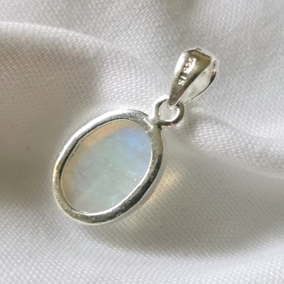 Anhänger mit Regenbogen Mondstein, 925er Silber - Labradorit - Weiß - Bild 4 von 4