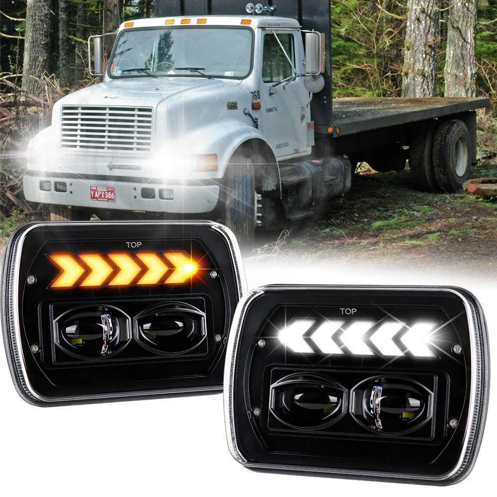 Pair 7x6" 5x7'' LED Headlights Hi-Lo For Chevy C1500 C2500 C3500 Suburban Pickup