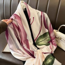 Luxury Satin Silk Scarf Women Fashion Print Large Shawl Hijab Head Wrap Stole