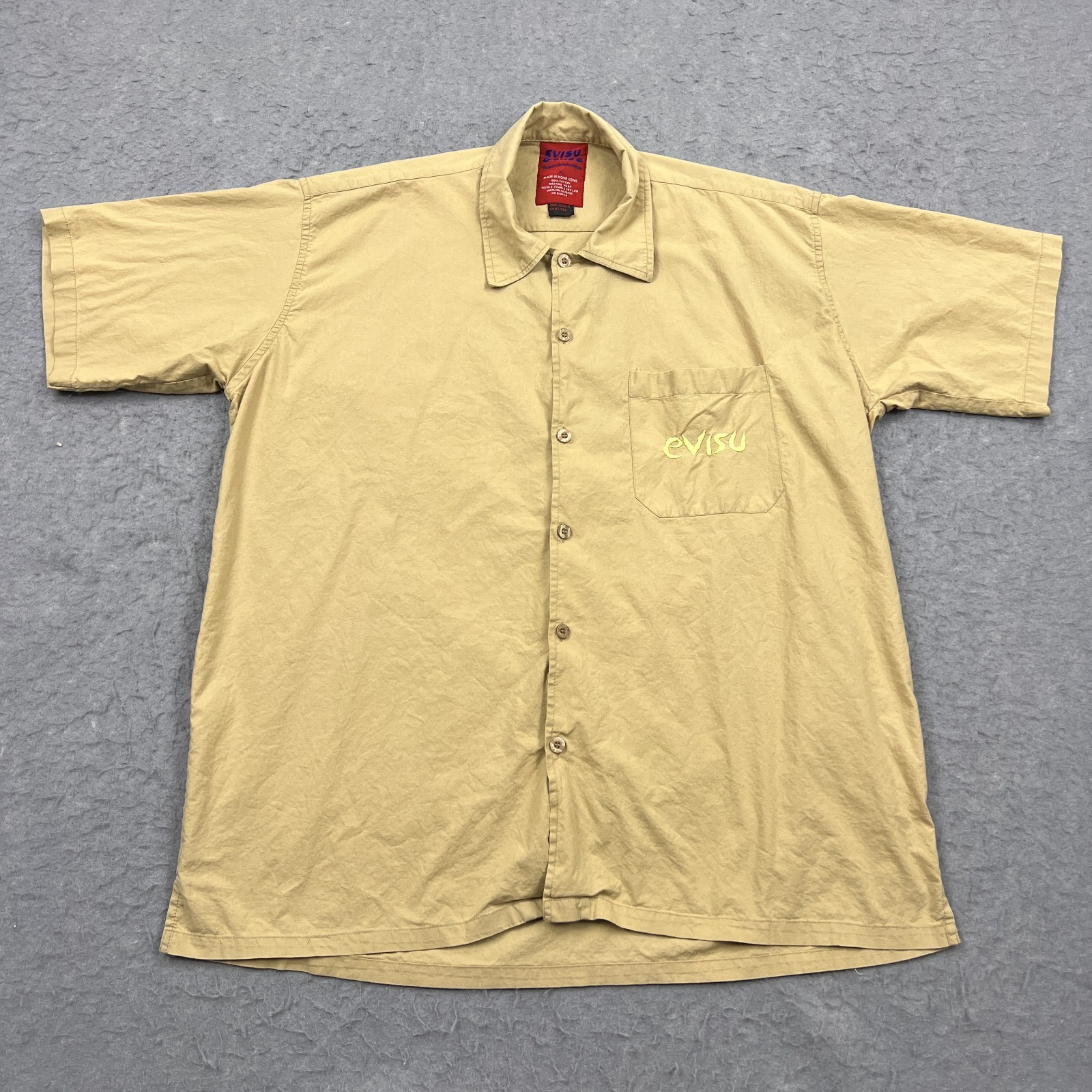 Vintage Evisu Genes Regal Safari Shirt Mens XL Japanese Khaki Button Up Y2K 00s