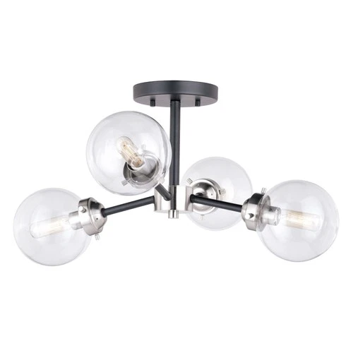 Orbit 4-Light Semi-Flush Mount in Industrial and Sputnik Style 10.5 Inches Tall - Picture 1 of 9