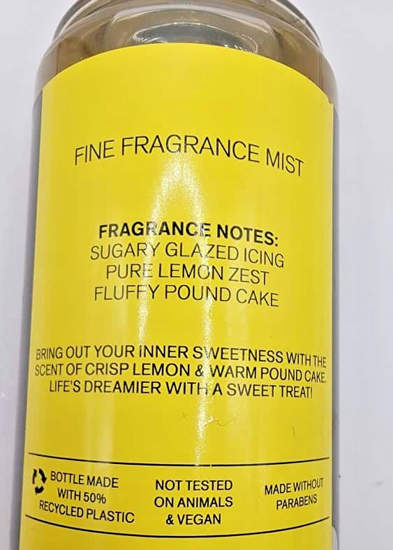 Bath & Body Works ICED LEMON POUND CAKE Fine Fragrance Body Mist Spray 8Oz