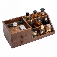 3-tier Stepped Structure Cologne Organizer for Men Display Shelf with Drawer ...