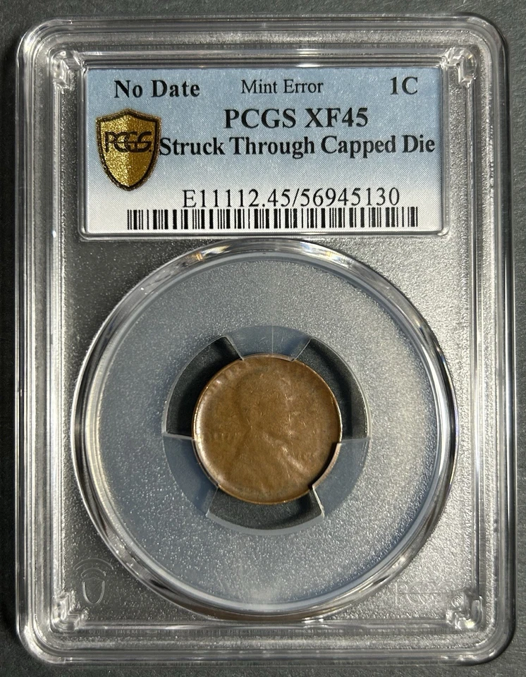 PCGS XF45 Wheat Cent Struck Through Capped Die Mint Error - Image 2 of 3