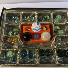 25 Vintage Glass Marbles Lot UV Reactive Cat Eye Swirls 4 oz Jar Mixed Colors