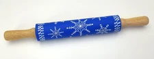 Holiday 17" Silicone Rolling Pin - Blue with White Snowflakes - Christmas