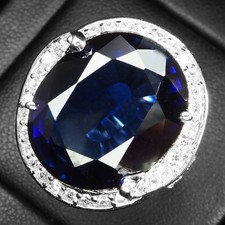 SPECIAL ROYAL BLUE SAPPHIRE 22.5CT 925 STERLING SILVER WHITE GOLD RINGS SIZE 6.5