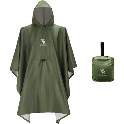 Qunature Leicht Wasserdicht Mehrzweck Regenponcho Herren & Damen 3in1 Regenjack