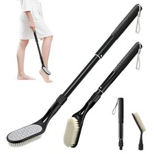 Long Handle Foot Scrubber for Shower, Extendable Foot Brush with Foot File 2 ...