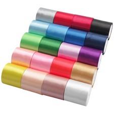 20 Colors Rainbow Ribbon Solid Color Assortment Double Face Satin Ribbon for ...