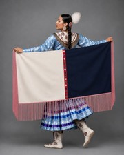 Handmade Native American Prayer Wedding Dance Shawl 60x65.5 Pink Fringe