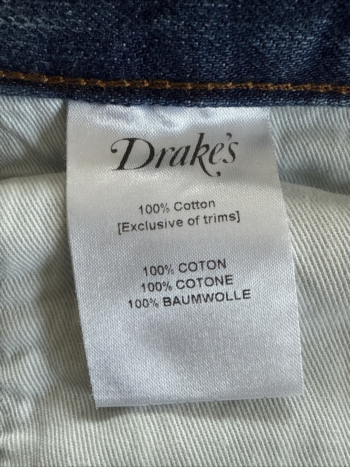 Drake’s London Button Fly Natural Indigo Jeans Size 29 (Actual 30)