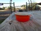 VTG Cousances Sauce Pan Pot #18 No Lid Enamel Cast Iron Orange Made in France — photo 8