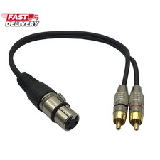 1Feet XLR Female to 2 X Phono RCA Plug Adapter Y Splitter Patch Cable, XLR Femal