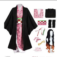 Anime Nezuko Cosplay Kamado Nezuko Cosplay Costume Nezuko Wig Uniform with Props